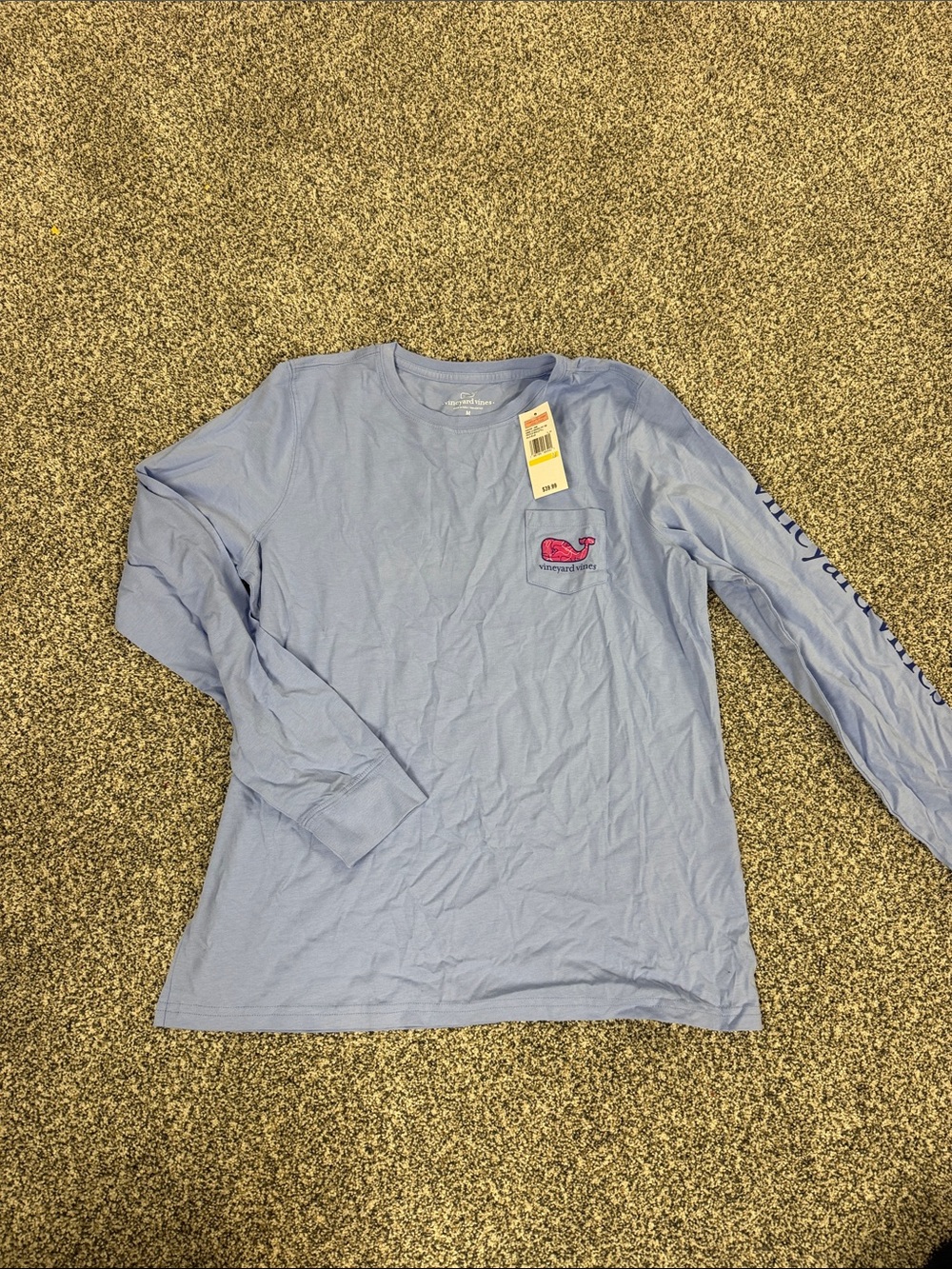 Vineyard Vines purple long -Sleeve Tee with Pink Whale Pocket